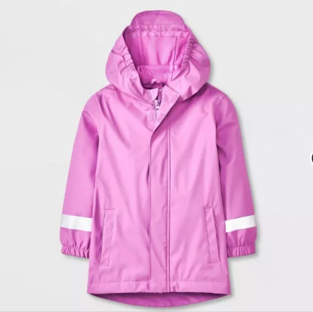 Cat & Jack Baby Girl Solid Rain Purple Lavender Coat reflective details size 12M